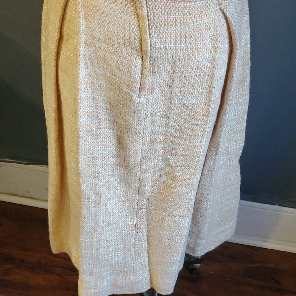 Elegant Sleeveless Beige Midi Tweed Dress Size M - Picture 6 of 13